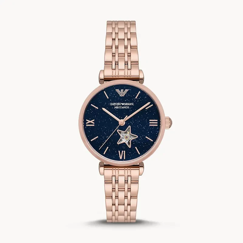 Emporio Armani Automatic Crystal Blue Dial Ladies Watch | AR60043