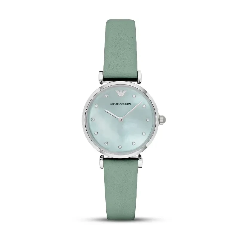 Emporio Armani Gianni T-Bar Green Mother of Pearl Dial Ladies Watch | AR1959